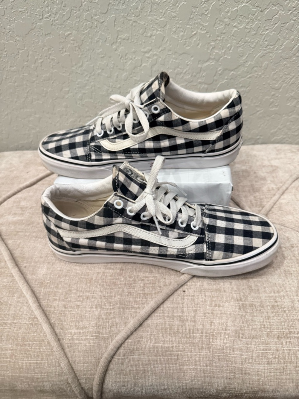 Vans Black & White Gingham Old Skool Sneakers - Picture 2 of 5